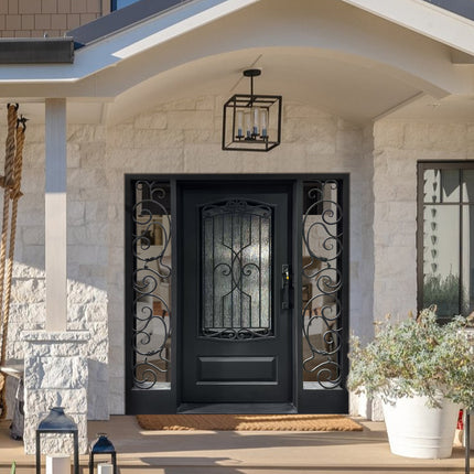 elitecustomdoor thermal break iron front single door with two sidelights