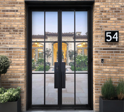 elite custom door wrought iron french double door with 6 lites and clear glass