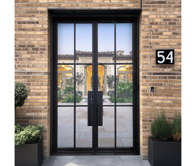 EliteCustomDoor Thermal Break Iron French Door with 6 Lites Clear Glass F-T117