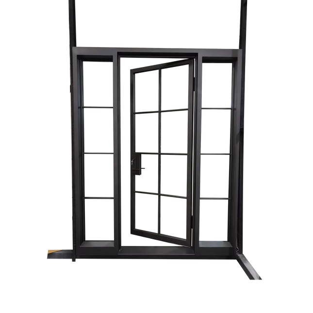 elitecustomdoor thermal break iron double French door with neat design and square top