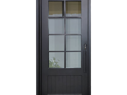elitecustomdoor thermal break iron French door with kick plate and 6 lite double pane tempered glass