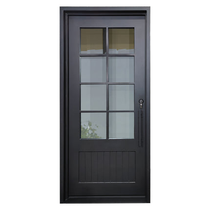 elitecustomdoor thermal break iron French door with kick plate and 6 lite double pane tempered glass