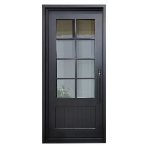 elitecustomdoor thermal break iron French door with kick plate and 6 lite double pane tempered glass