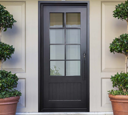 elitecustomdoor thermal break iron French door with matte black color