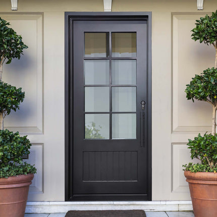 elitecustomdoor thermal break iron French door with matte black color