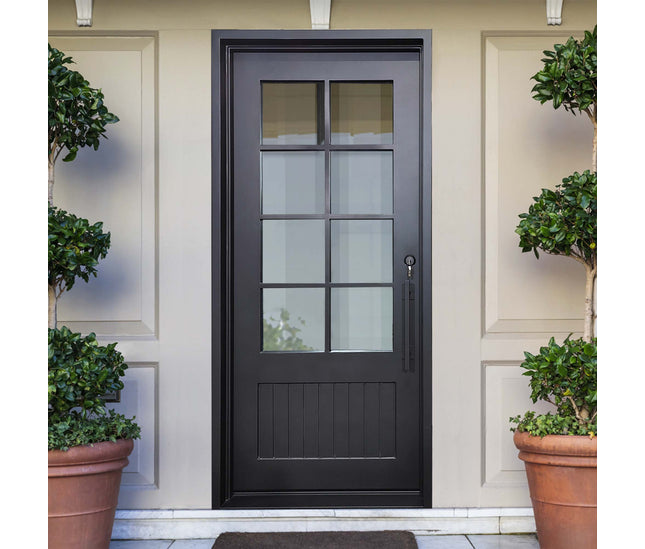 elitecustomdoor thermal break iron French door with matte black color