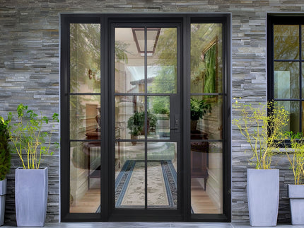 EliteCustomDoor Thermal Break Black Iron French Door with Sidelights F-T105