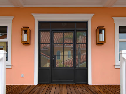 Elite Custom Door Thermal Break Iron French Single Door with Transom and Sidelights F-T120
