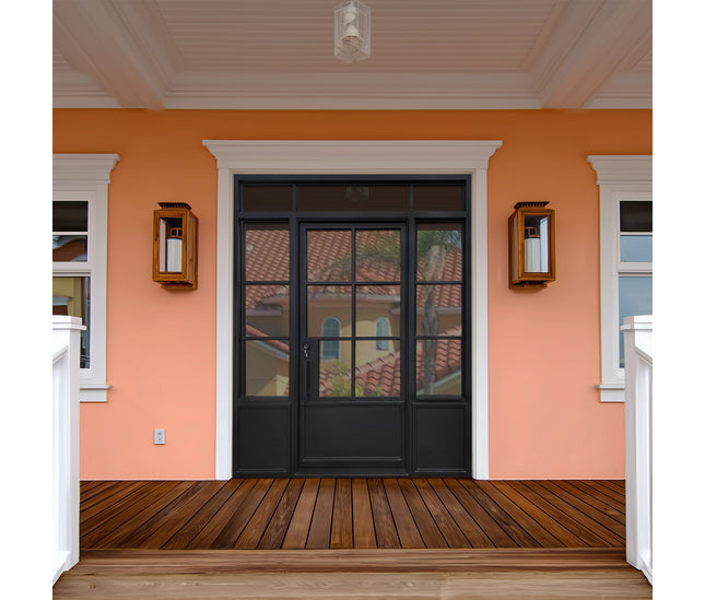 Elite Custom Door Thermal Break Iron French Single Door with Transom and Sidelights F-T120