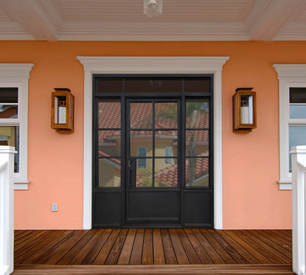 Elite Custom Door Thermal Break Iron French Single Door with Transom and Sidelights F-T120