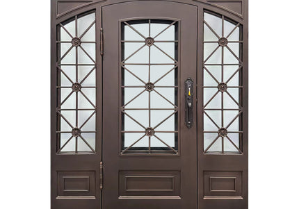 elitecustomdoor thermal break iron wrought front door with square top and kick plate