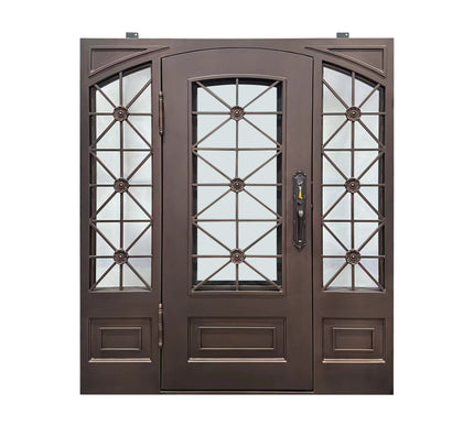 elitecustomdoor thermal break iron wrought front door with square top and kick plate