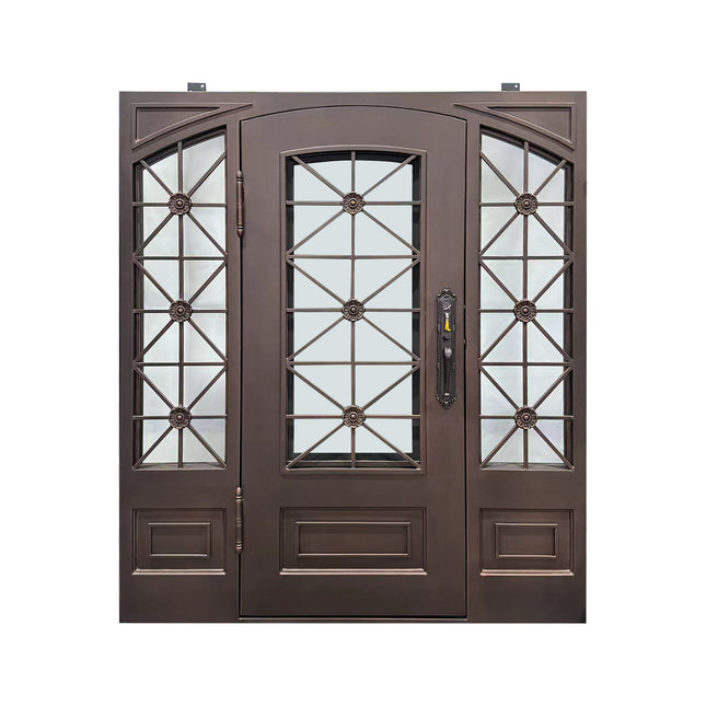 elitecustomdoor thermal break iron wrought front door with square top and kick plate