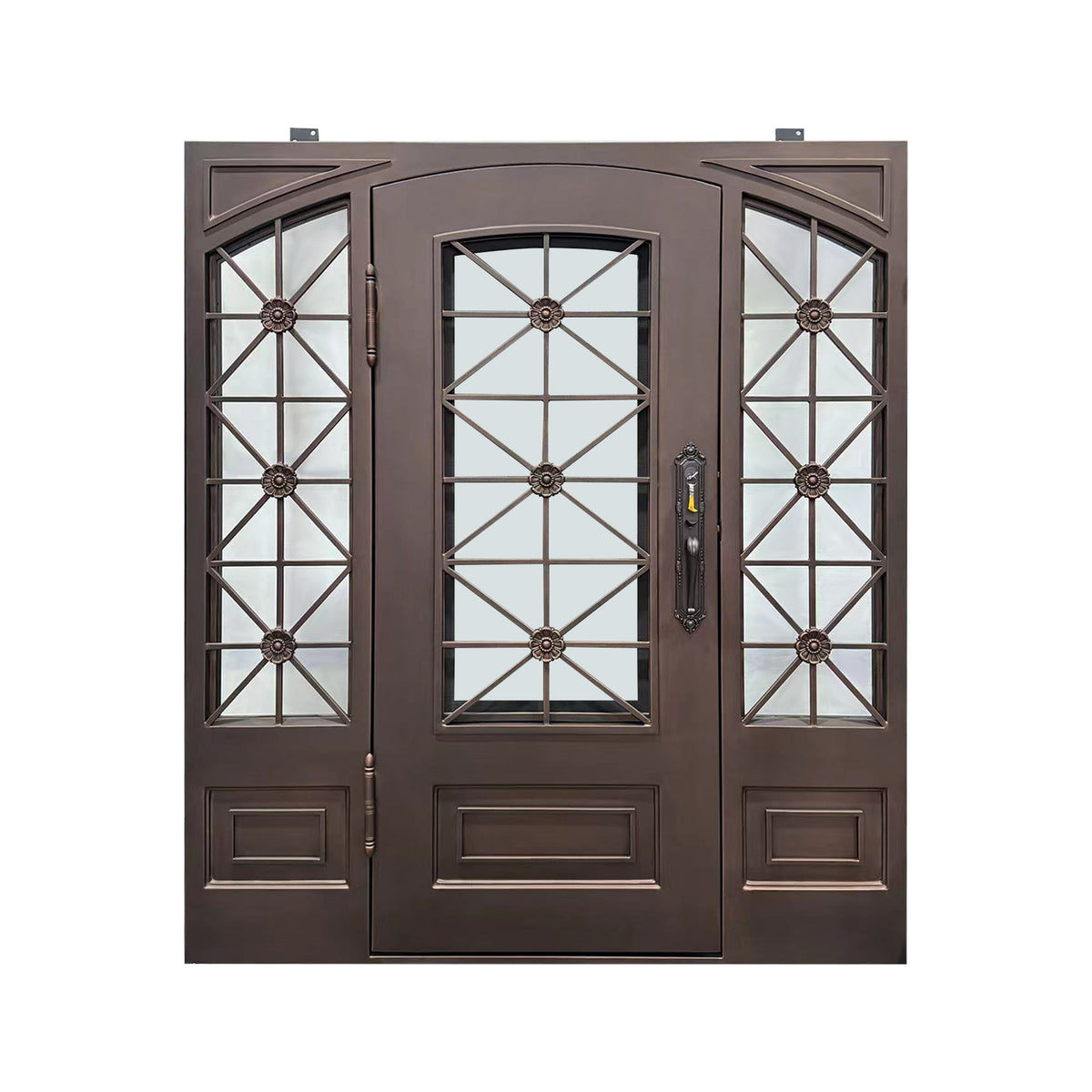 elitecustomdoor thermal break iron wrought front door with square top and kick plate