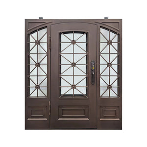 elitecustomdoor thermal break iron wrought front door with square top and kick plate