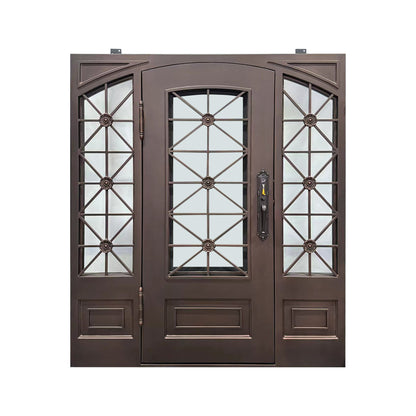 elitecustomdoor thermal break iron wrought front door with square top and kick plate