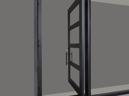 elitecustomdoor thermal break iron pivot door with neat design and clear tempered glass