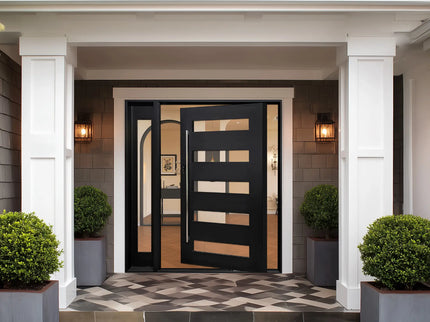 EliteCustomDoor Thermal Break Iron Pivot Door with Stainless Steel Handle P-T102