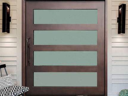 elitecustomdoor iorn wrought thermal break pivot door with rust red brown color