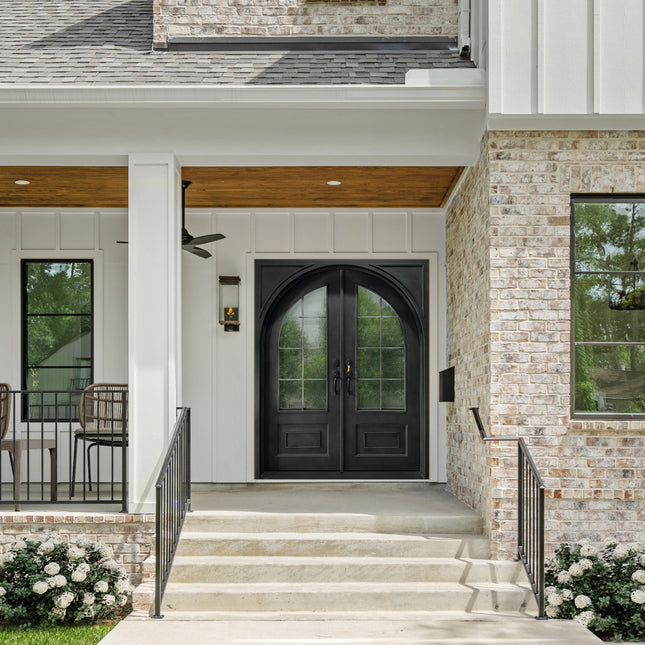 elitecustomdoor thermal break iron wrought door with 8 lite tempered glass