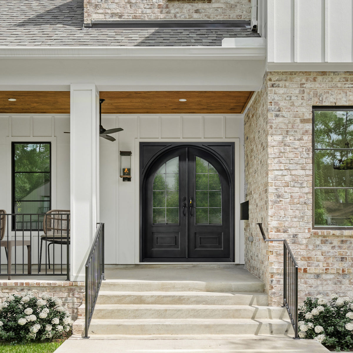 elitecustomdoor thermal break iron wrought door with 8 lite tempered glass