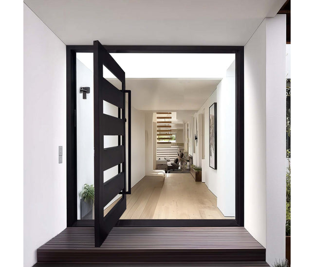 Elite Custom Door Thermal Break Single Iron Pivot Door with High Quality Tempered Glass P-T106
