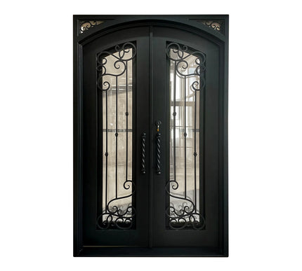 Elite Custom Door Iron Entry Double Door with Matt Black Finish