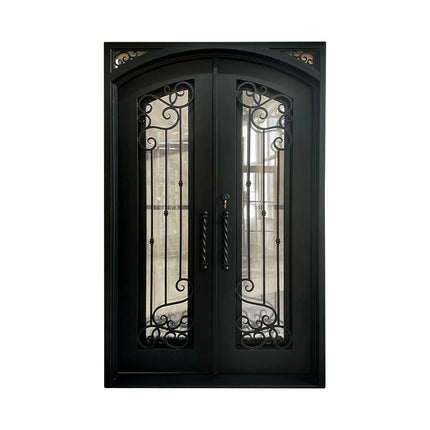 Elite Custom Door Iron Entry Double Door with Matt Black Finish