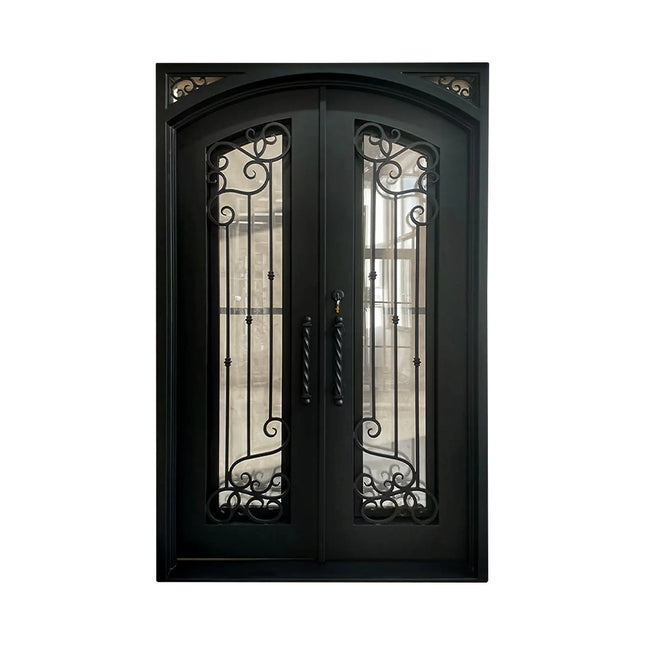 Elite Custom Door Iron Entry Double Door with Matt Black Finish