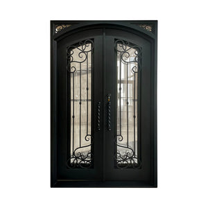 Elite Custom Door Iron Entry Double Door with Matt Black Finish