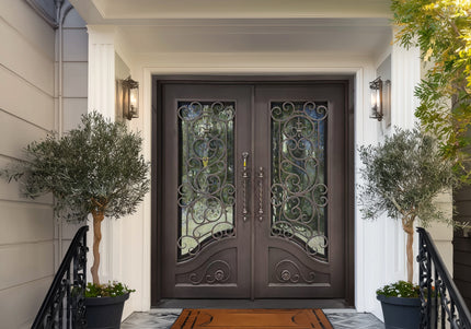 elitecustomdoor thermal break wrought iron door with kickplate and tempered glass