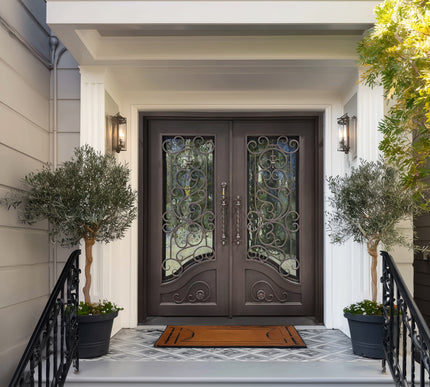elitecustomdoor thermal break wrought iron door with kickplate and tempered glass