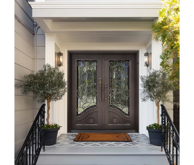 elitecustomdoor thermal break wrought iron door with kickplate and tempered glass