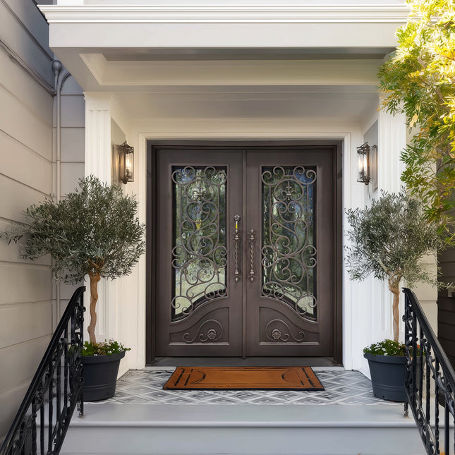 elitecustomdoor thermal break wrought iron door with kickplate and tempered glass