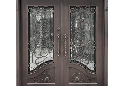 elitecustomdoor thermal break iron wrought front door with double pane clear glass