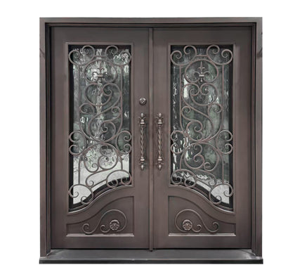 elitecustomdoor thermal break iron wrought front door with double pane clear glass