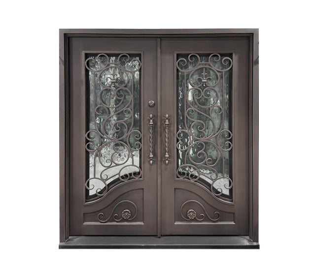 elitecustomdoor thermal break iron wrought front door with double pane clear glass