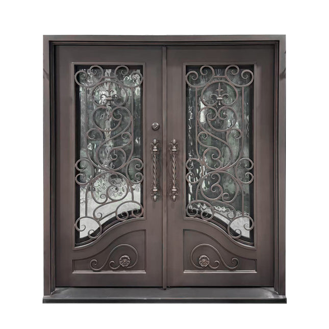 elitecustomdoor thermal break iron wrought front door with double pane clear glass