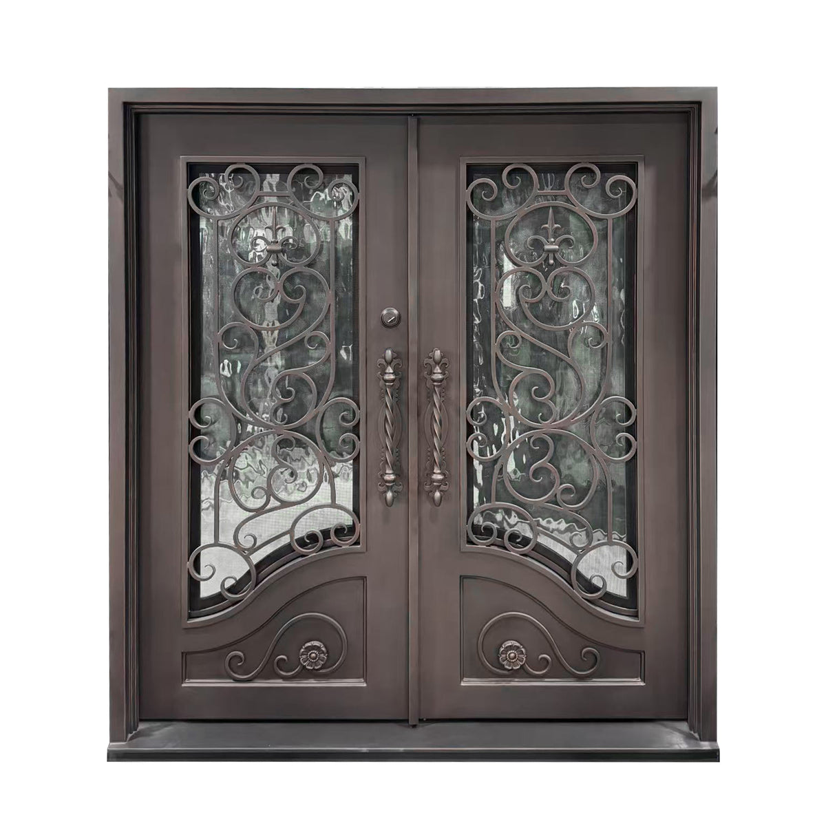 elitecustomdoor thermal break iron wrought front door with double pane clear glass