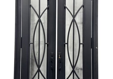 elitecustomdoor thermal break iron wrought double door with matte black color
