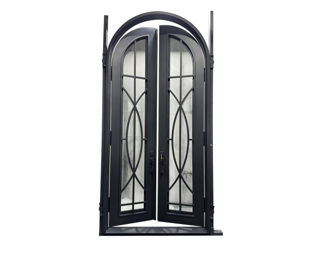 elitecustomdoor thermal break iron wrought double door with matte black color