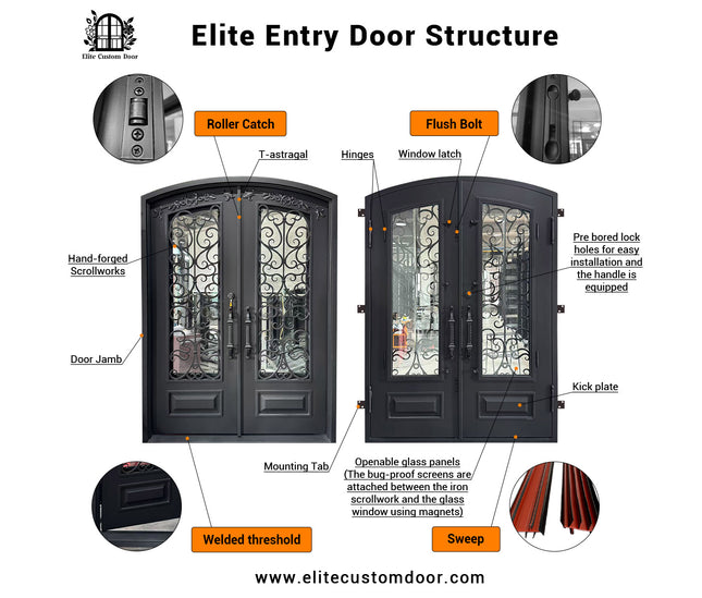 elite custom door iron entry door structure with hand-forged artistry 