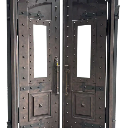 elitecustomdoor iron wrought front door with clear tempered glass