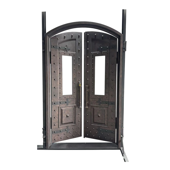 elitecustomdoor iron wrought front door with clear tempered glass