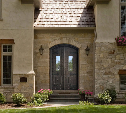 elitecustomdoor iron wrought entry door with kickplate