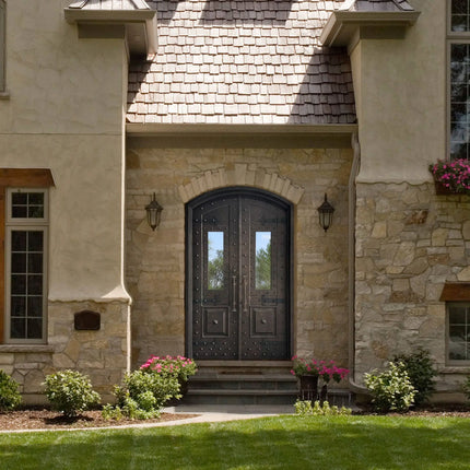 elitecustomdoor iron wrought entry door with kickplate