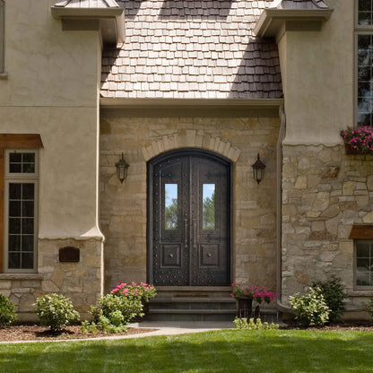 elitecustomdoor iron wrought entry door with kickplate