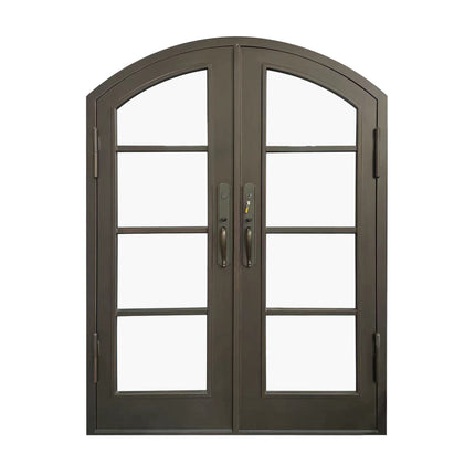 Elite Custom Made Iron Double French Door with 4 Lites and Glass