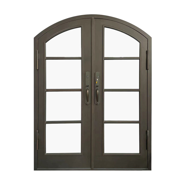 Elite Custom Made Iron Double French Door with 4 Lites and Glass