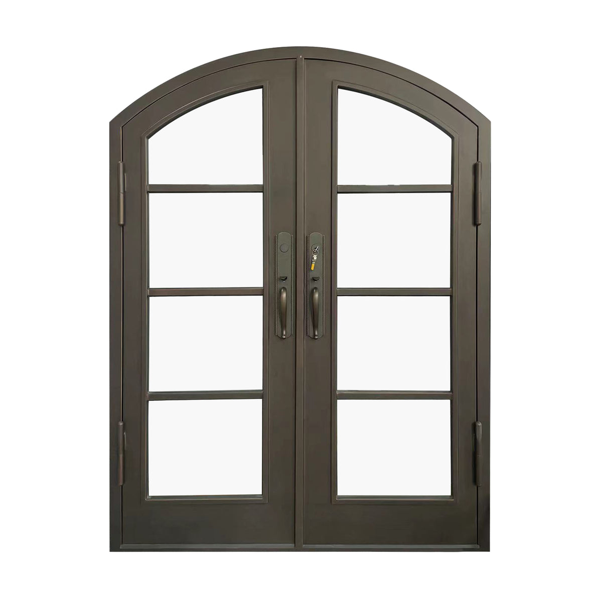 Elite Custom Made Iron Double French Door with 4 Lites and Glass